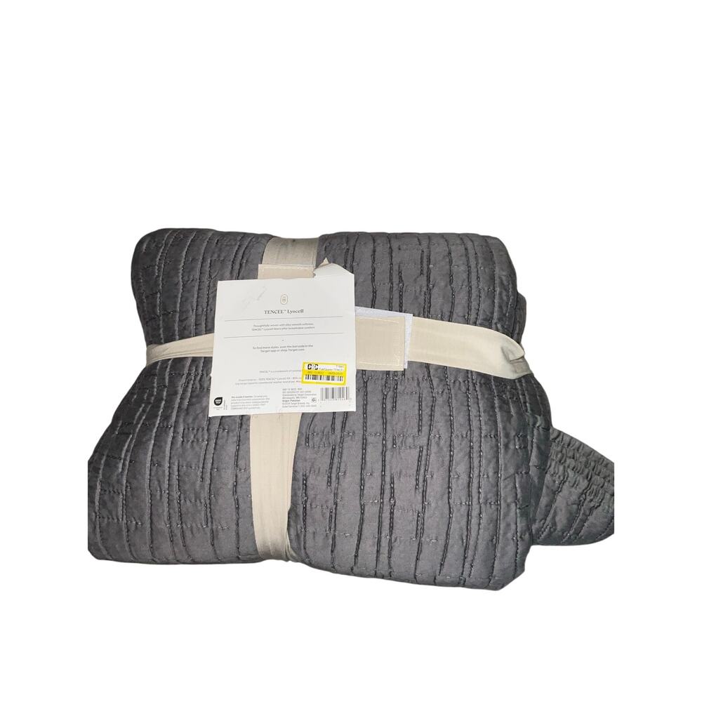 Threshold Full/Queen Grey Tencel Lyocell Quilt NWT